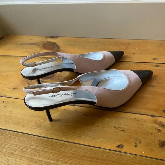 Dolce and Gabbana Sling Back Pumps - Suede and Leather - Picture 9 of 10